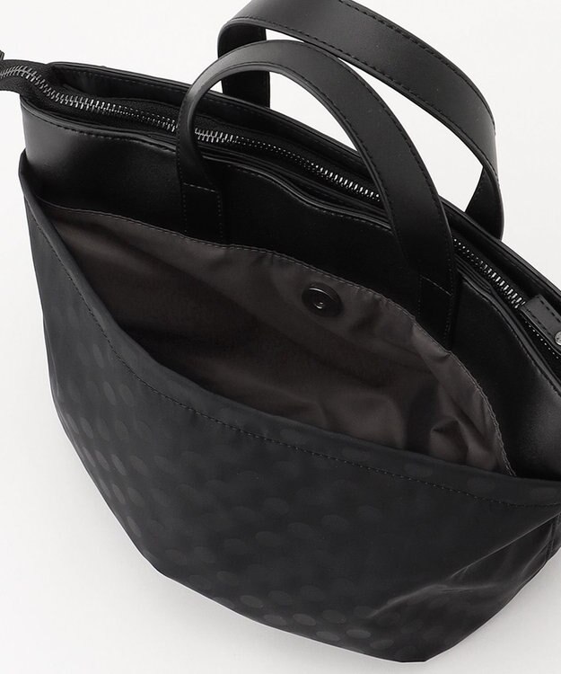 Y'SACCS はっ水ドットジャカード リサイクルレザーコンビ 2wayトートバッグ ブラック