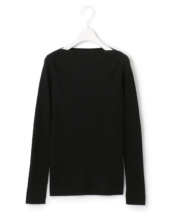 ICB 【洗える】エクストラファインメリノリブ ボートネックニット ブラック系