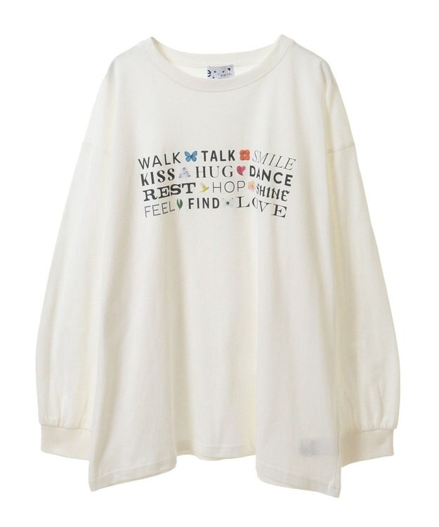 earth music&ecology いいことワードロゴＴシャツ Blue