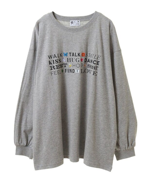 earth music&ecology いいことワードロゴＴシャツ Blue