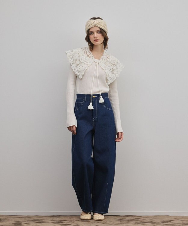 GRACE CONTINENTAL タッセル付レースカラー キナリ