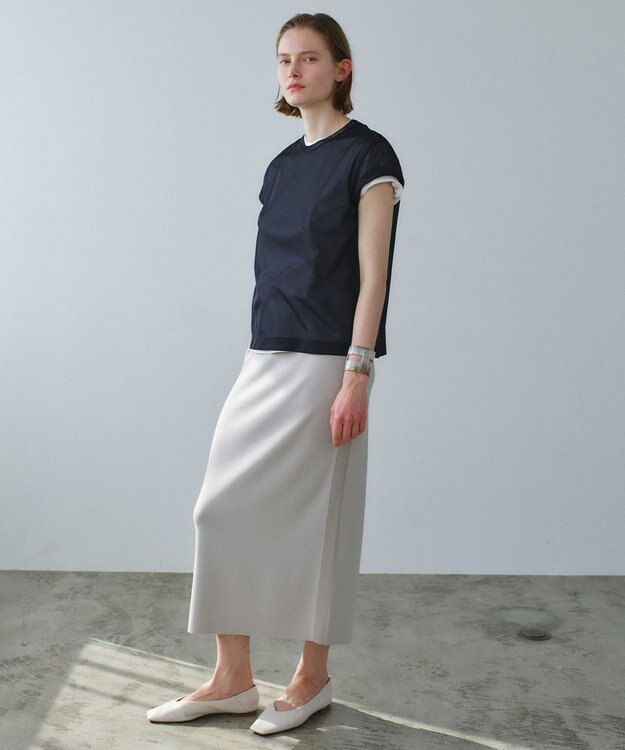 BEIGE， NADIA / 異素材ライン ストレッチニットスカート L.Taupe