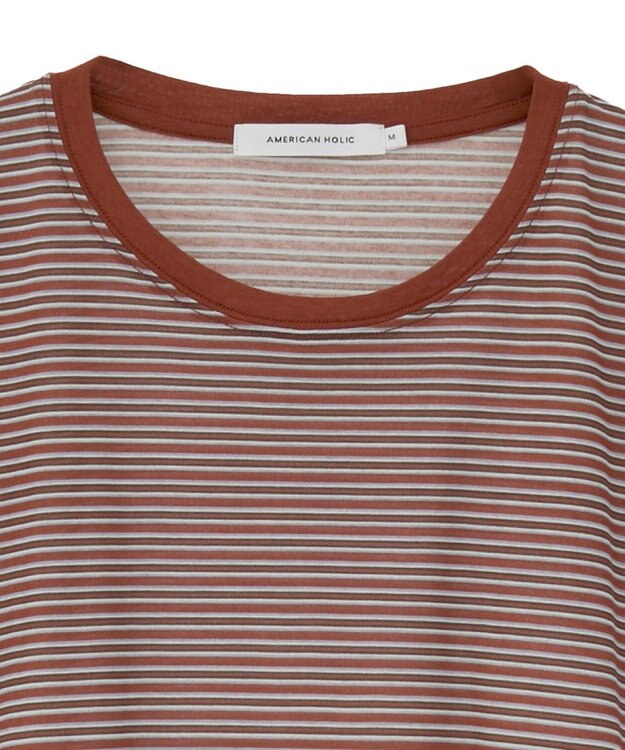 AMERICAN HOLIC シアーレトロボーダー半袖プルオーバー Terracotta