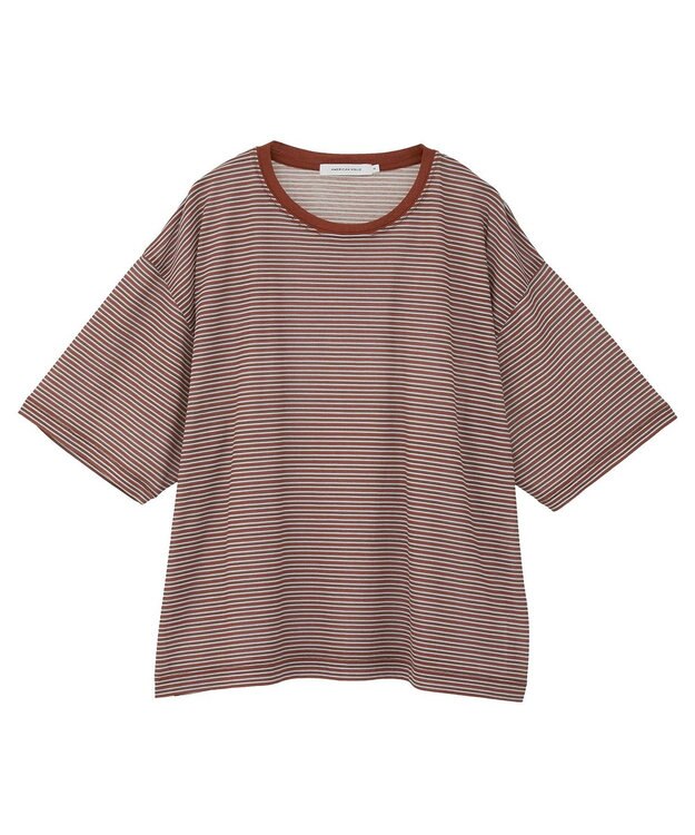 AMERICAN HOLIC シアーレトロボーダー半袖プルオーバー Terracotta
