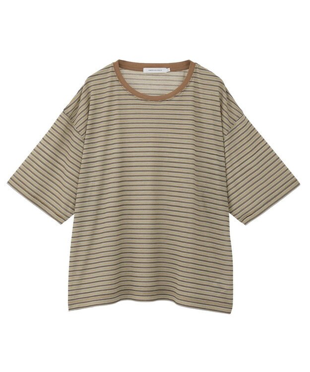 AMERICAN HOLIC シアーレトロボーダー半袖プルオーバー Beige