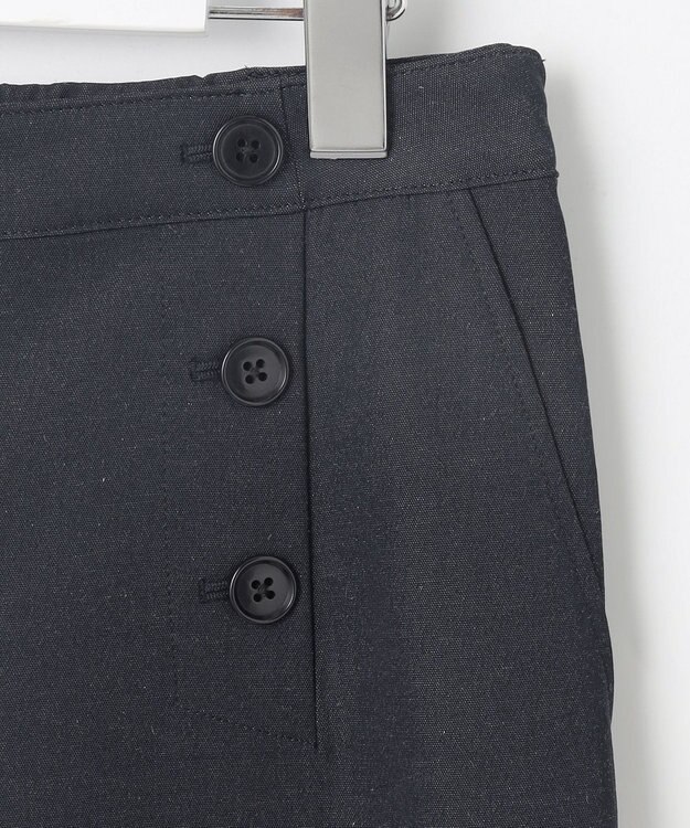 J.PRESS LADIES L 【洗える・接触冷感・UVケア・吸水速乾・防透け】麻シェルドライ ワイドストレート マリン パンツ ネイビー系