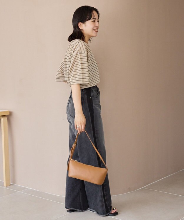 AMERICAN HOLIC シアーレトロボーダー半袖プルオーバー Beige