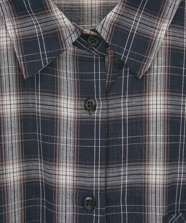 earth music&ecology 【コットン100】マルチウェイチェックシャツ Check Black