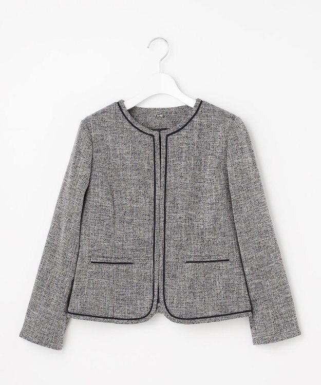 ANY SIS L ライトストレッチ ツイード ジャケット ネイビーシャンブレー