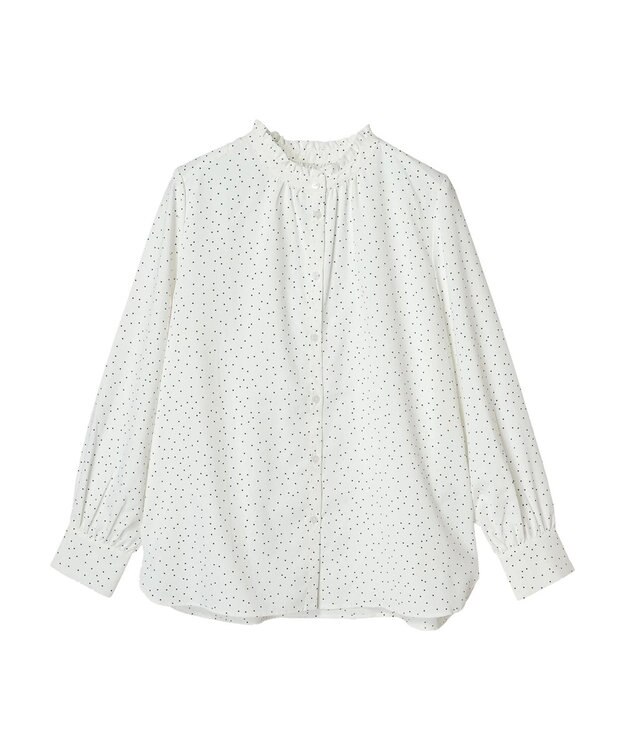Green Parks ＢＰ　ケア楽　スタンドフリルブラウス Dot