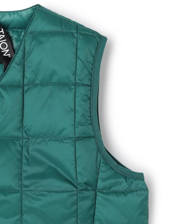 UNFILO 【120-150cm】TAION Vネック ダウンベスト(UNISEX) グリーンブルー