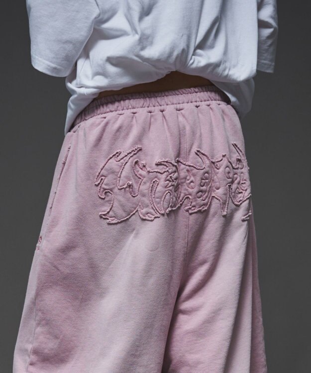 WEGO 【ユニセックス着用ITEM/ウエストゴム】ダメージアップリケショートパンツ ピンク