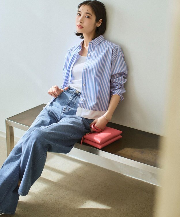 23区 S 【FUDGE掲載/滝沢眞規子さん着用/RED CARD TOKYO×23区】 センタープレス デニム ワイド パンツ ライトブルー系