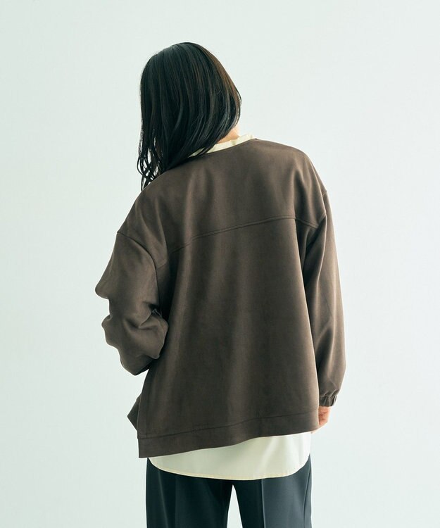 YECCA VECCA サイドプリーツノーカラーブルゾン Brown