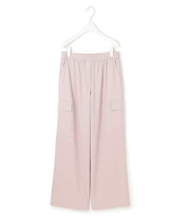 ICB 【洗える】ウォームサテン ワイドストレートカーゴパンツ ヘイズピンク系