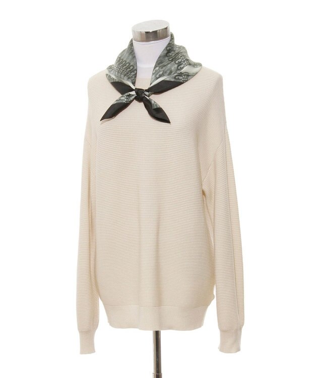 MOONBAT FURLA モノグラム柄シルク100%スカーフ 65×65cm ブラック