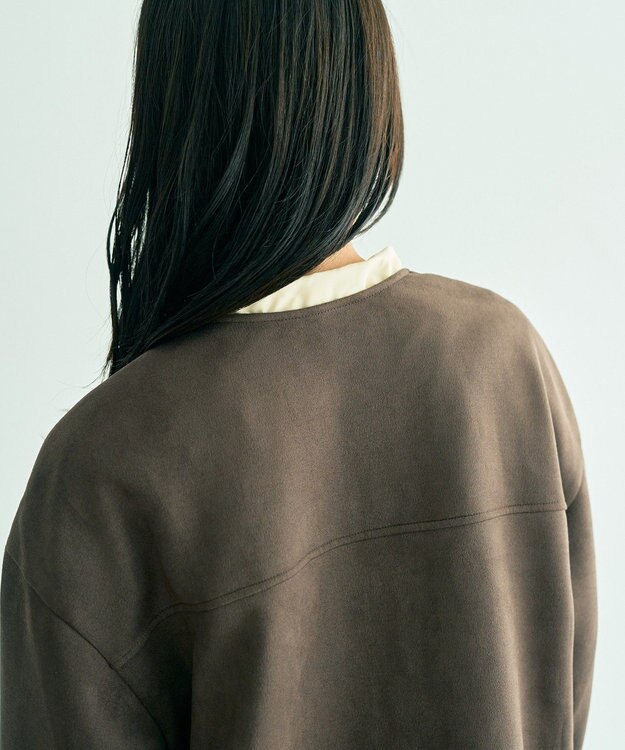 YECCA VECCA サイドプリーツノーカラーブルゾン Brown