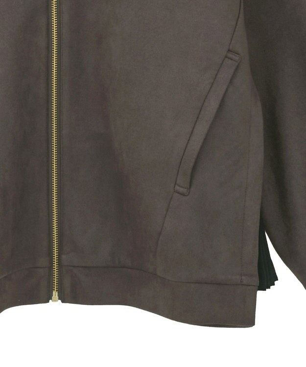 YECCA VECCA サイドプリーツノーカラーブルゾン Brown