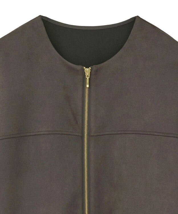 YECCA VECCA サイドプリーツノーカラーブルゾン Brown