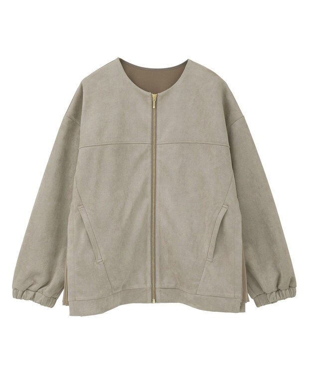 YECCA VECCA サイドプリーツノーカラーブルゾン Mocha