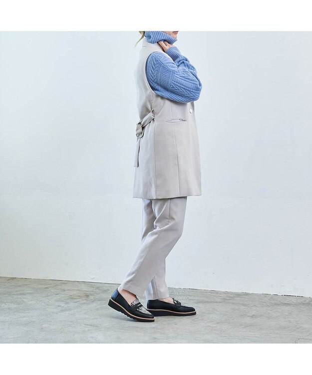 MODE ET JACOMO <carino>【レイン】ポインテッドコインローファー ブラックコンビ