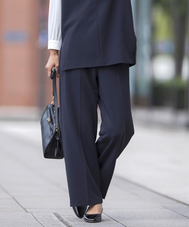 J.PRESS LADIES L 【洗える】ジョーゼットジャージー パンツ ネイビー系