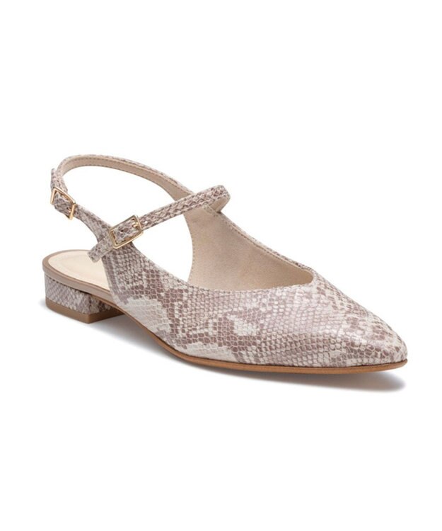 REGAL FOOT COMMUNITY 【リーガルレディース】F29R ストラップバックベルトパンプス フラットシューズ ベージュヘビ柄