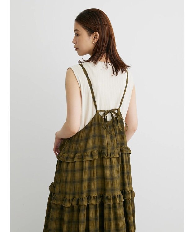 Green Parks ・Ｐｅｔｉｔ　Ｆｌｅｕｒ　フリルティアードキャミワンピ Olive