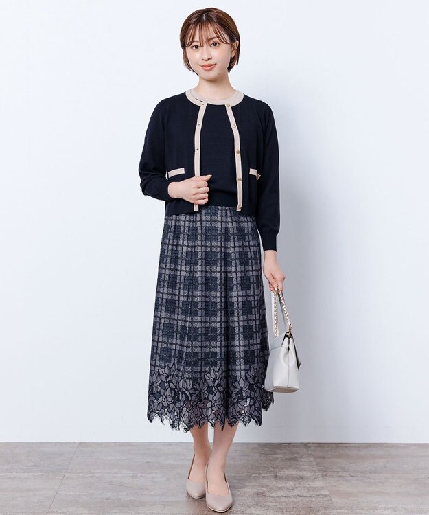 ANY SIS S 【低身長企画】バイカラー アンサンブル ネイビー