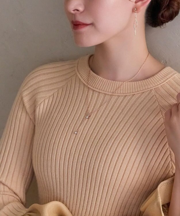 Phoebe 【金属アレルギー対応】ラディアンスビジューYラインネックレス　シャンパンゴールド シャンパンゴールド