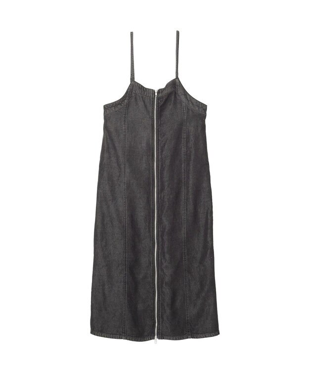 earth music&ecology ダブルジップデニムキャミワンピース Black