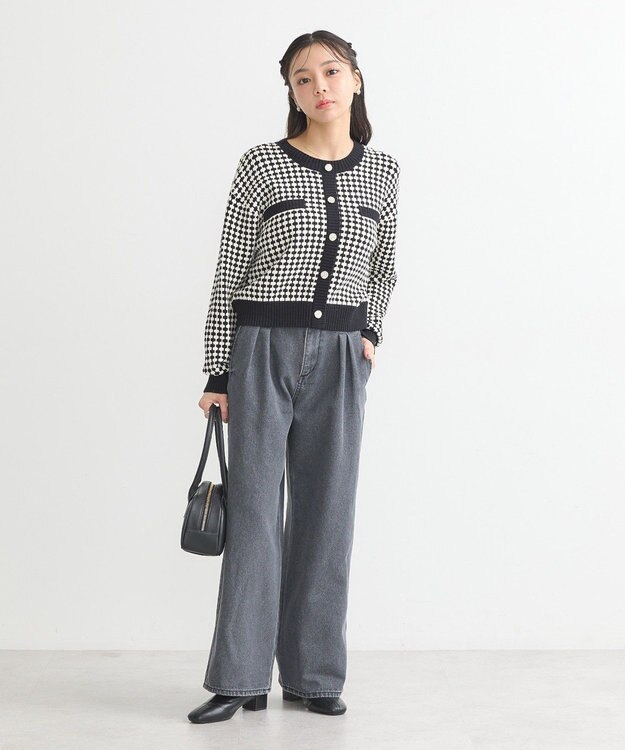 earth music&ecology ジャガードニットプルオーバー Black