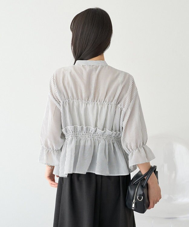earth music&ecology シャーリングストライプシャツ Stripe Black