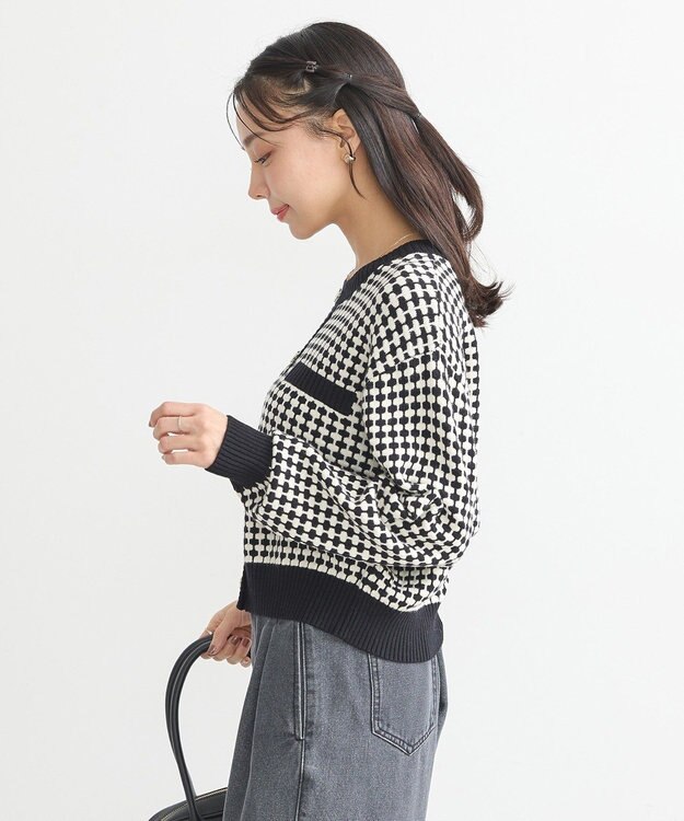 earth music&ecology ジャガードニットプルオーバー Black