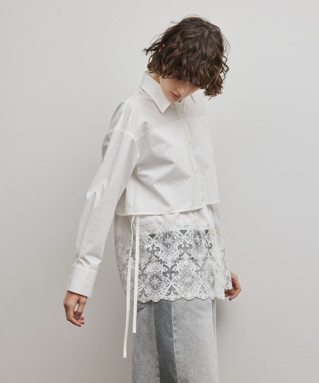 GRACE CONTINENTAL レースティアードシャツ ホワイト