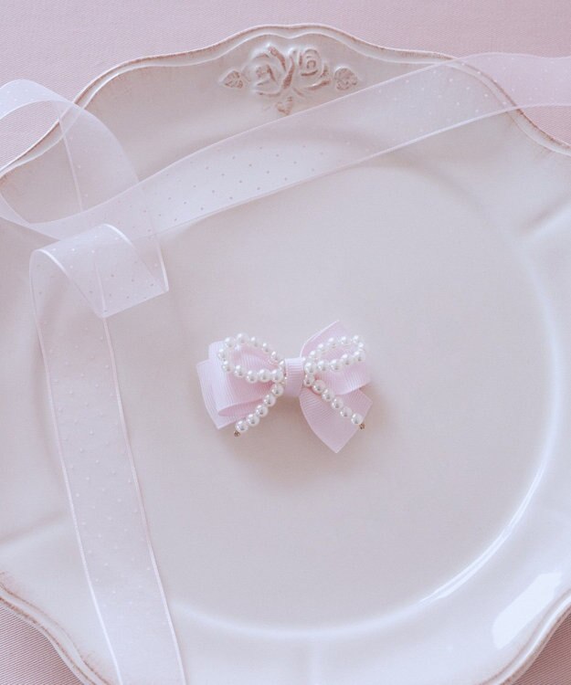 Maison de FLEUR ピンクマニアグログランリボンパールクリップ Pink