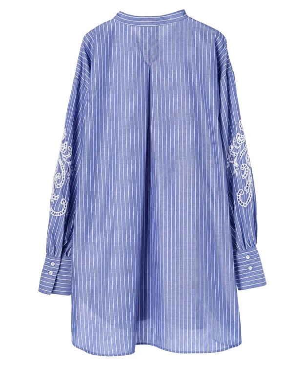 Green Parks 袖刺繍シャツチュニック Blue