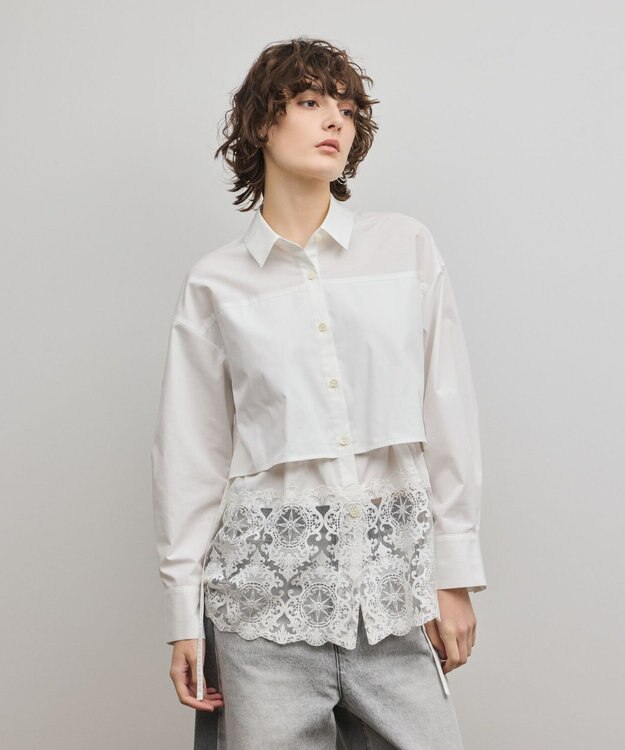 GRACE CONTINENTAL レースティアードシャツ ホワイト