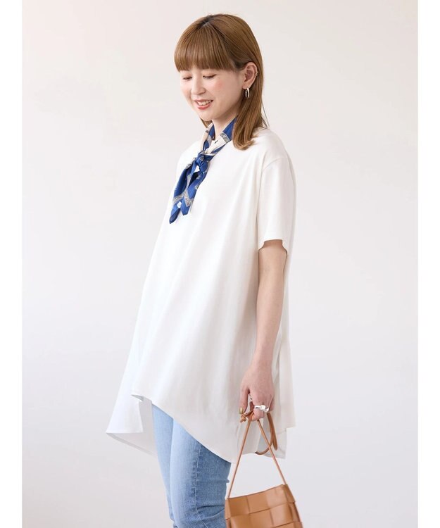 AMERICAN HOLIC キレイｃｏｔｔｏｎ切替ヘムカットチュニック Off White