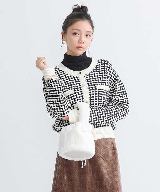 earth music&ecology ジャガードニットプルオーバー Ivory