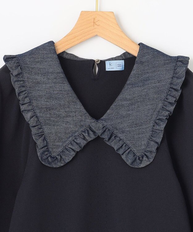 組曲 L 【組曲×setsuko sagittaire】襟付きプルオーバー ニット ネイビー系