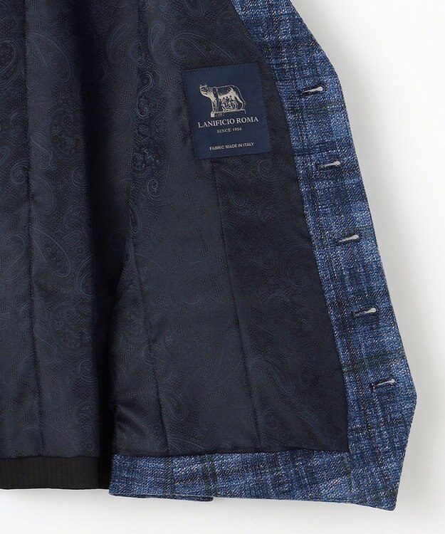 JOSEPH ABBOUD 【イタリア素材/軽量/ストレッチ】サマーツィードジャージープリントベスト ネイビー系4