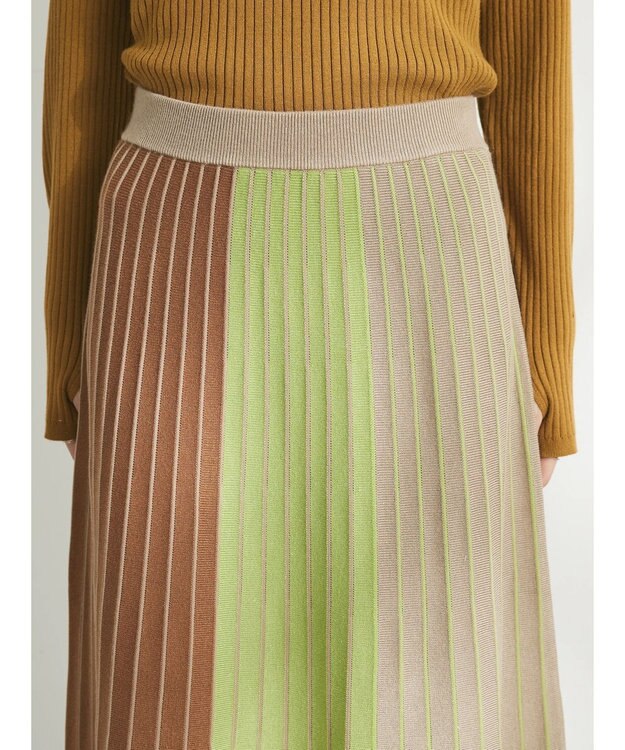 CRAFT STANDARD BOUTIQUE マルチストライプバイカラーニットスカート Beige