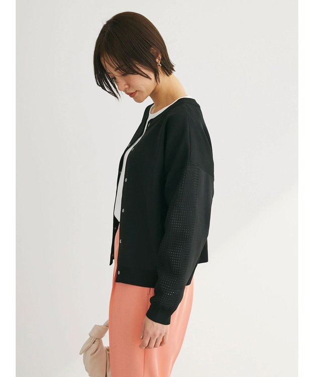 Green Parks ・ｆｕｒｒｙ　ｒａｔｅ　２ｗａｙかる~いニットカーデ Black