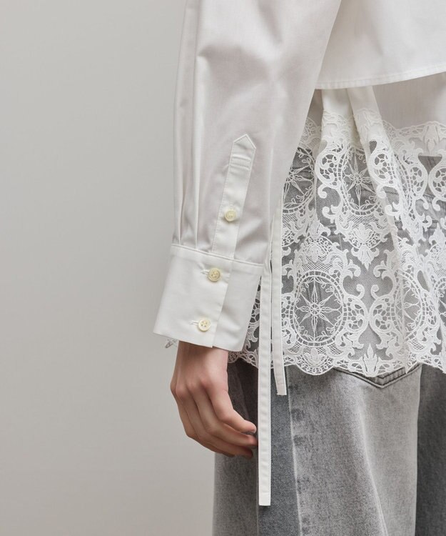 GRACE CONTINENTAL レースティアードシャツ ホワイト