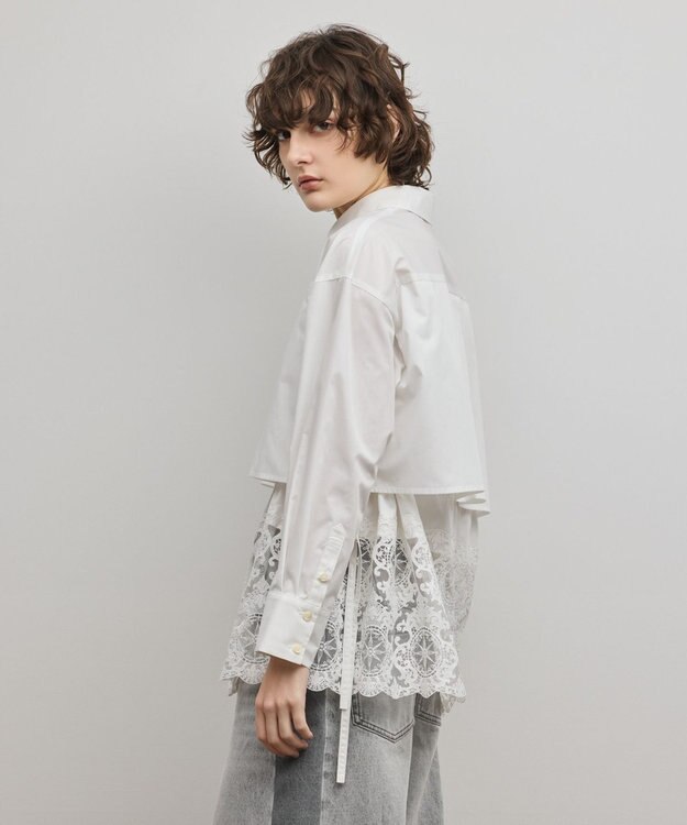 GRACE CONTINENTAL レースティアードシャツ ホワイト