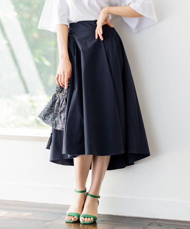 組曲 【速乾・撥水】ハイカウントタフタ スカート ネイビー系