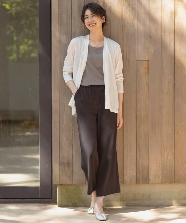 J.PRESS LADIES セルロースジャージー ミディ丈 カーディガン ライトグレー系