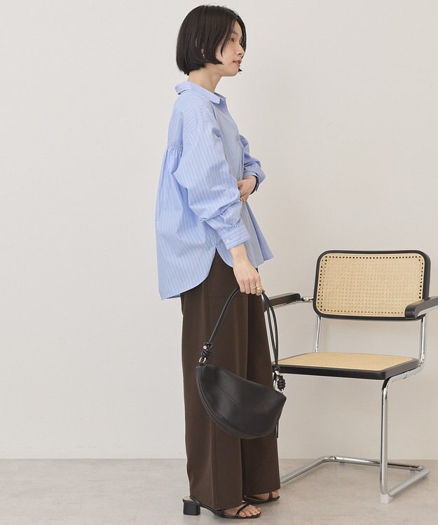 AMERICAN HOLIC 【イージーケア】バックギャザースキッパーシャツ Stripe Sax