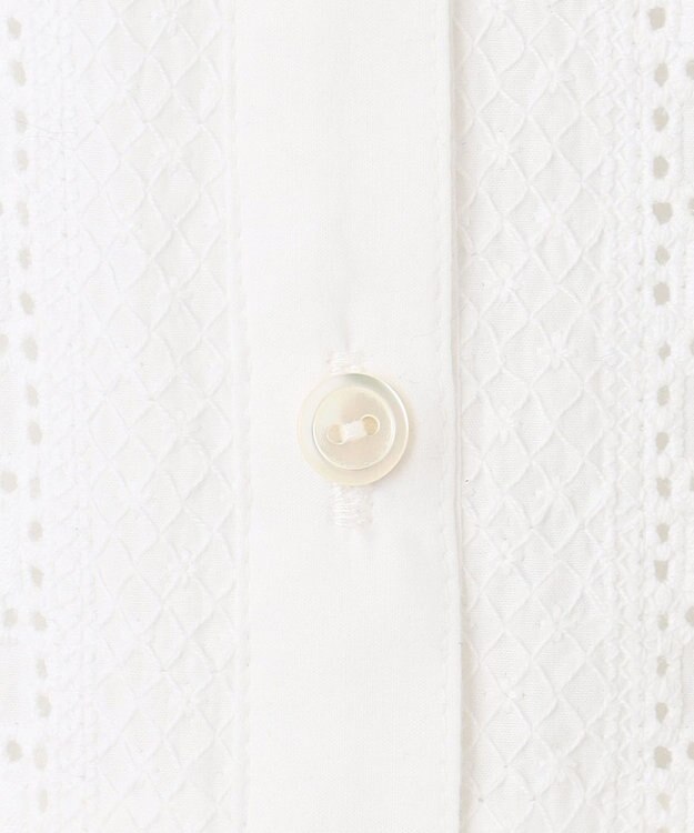 23区 L 【洗える】コットンエンブロイダリー クロップド ブラウス ホワイト系